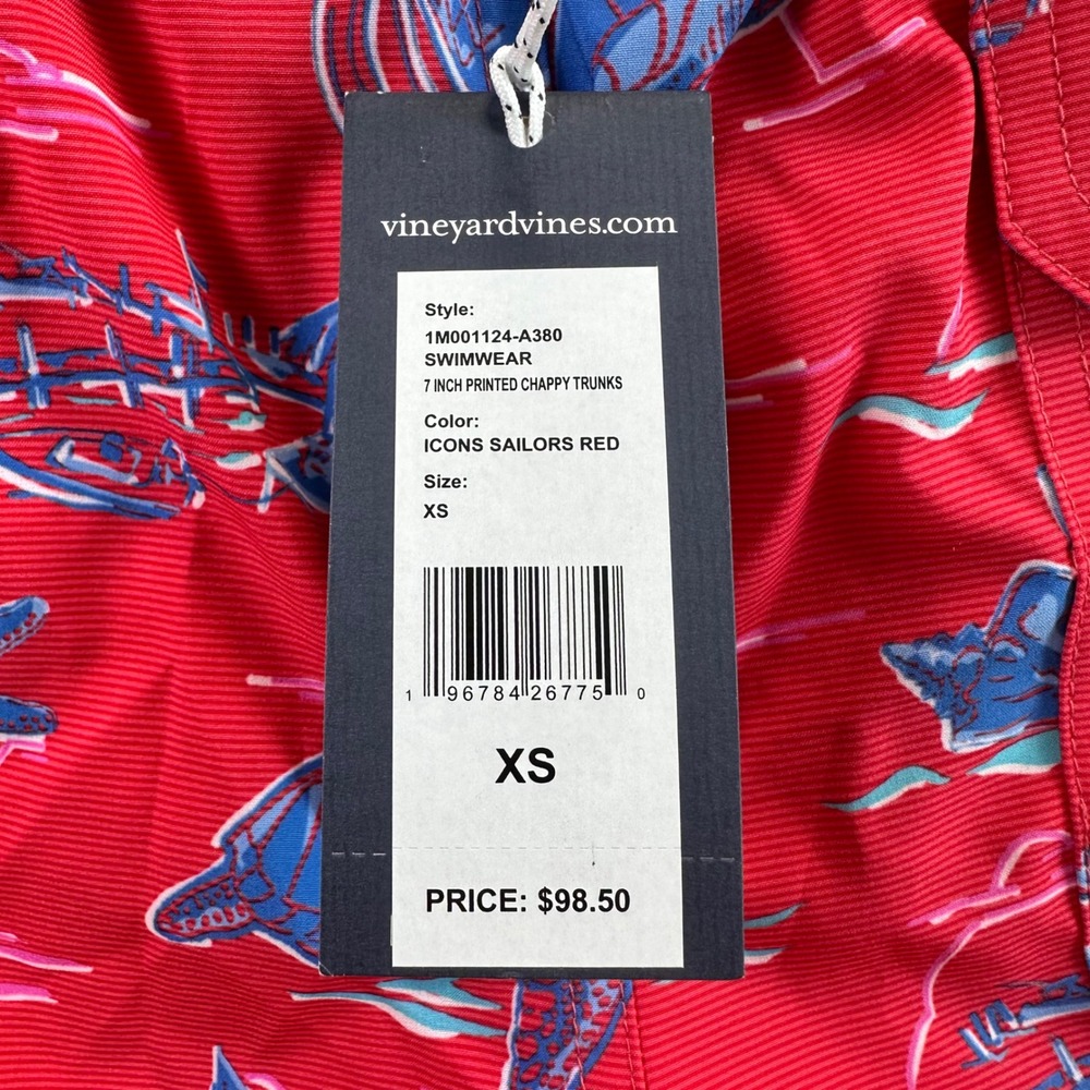 Vineyard Vines Mens XS Chappy Trunks Icons Sailors Red Nautical Swim Shorts NEW - Picture 5 of 16